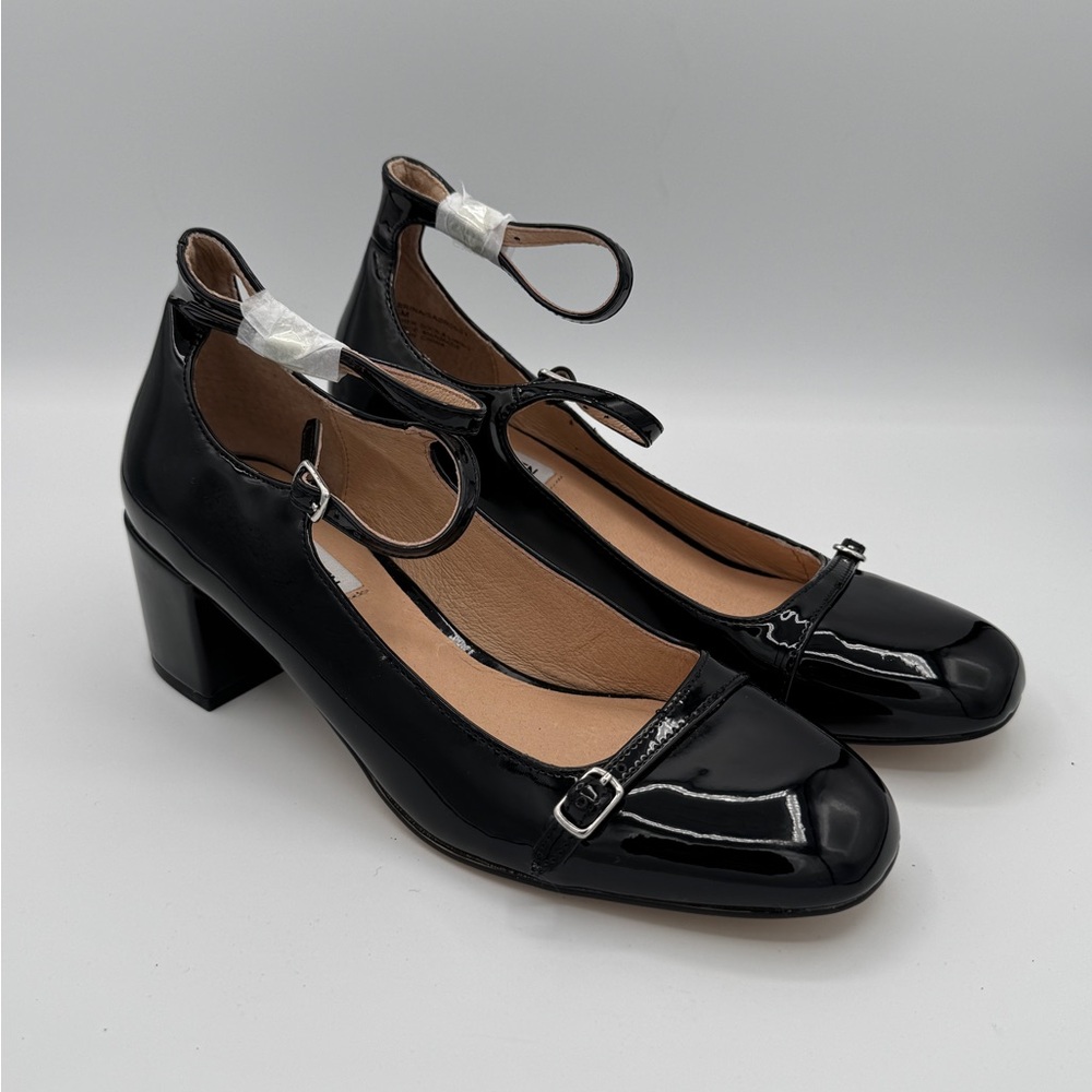 Steve Madden Black Patent Double-Strap Mary Jane Block Heel 🖤
